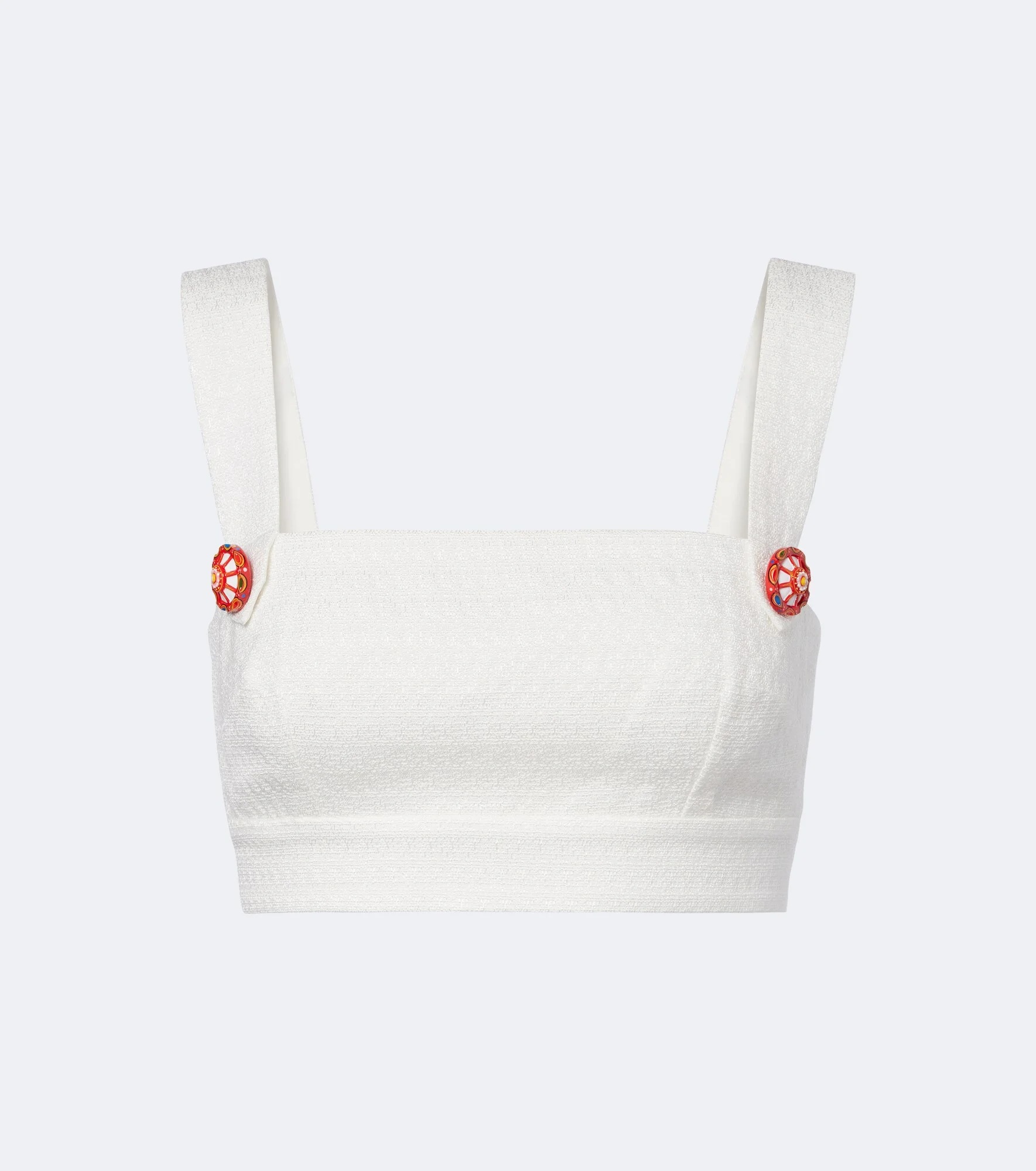 Cotton and linen-blend crop top - 1