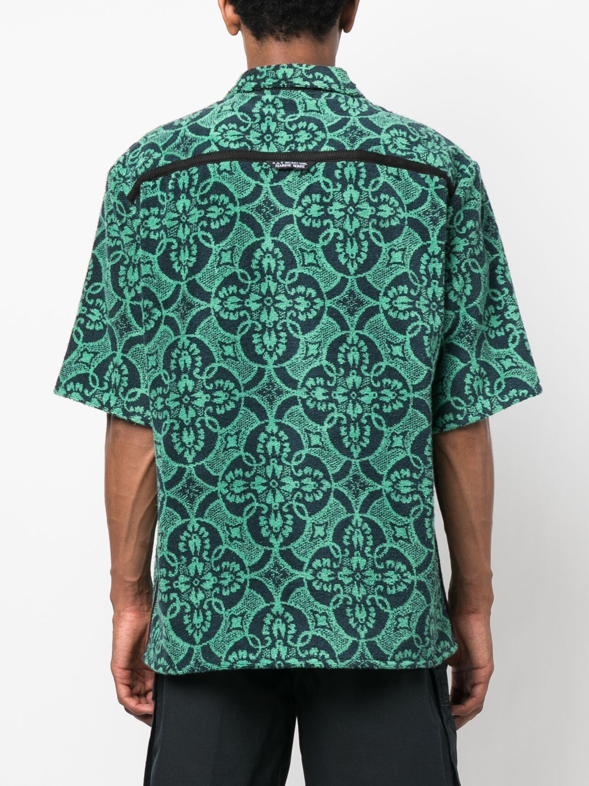 Green Oriental Towel Bowling Shirt - 4