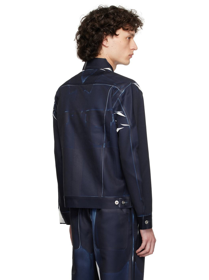 Navy Overprint Trucker Jacket 3