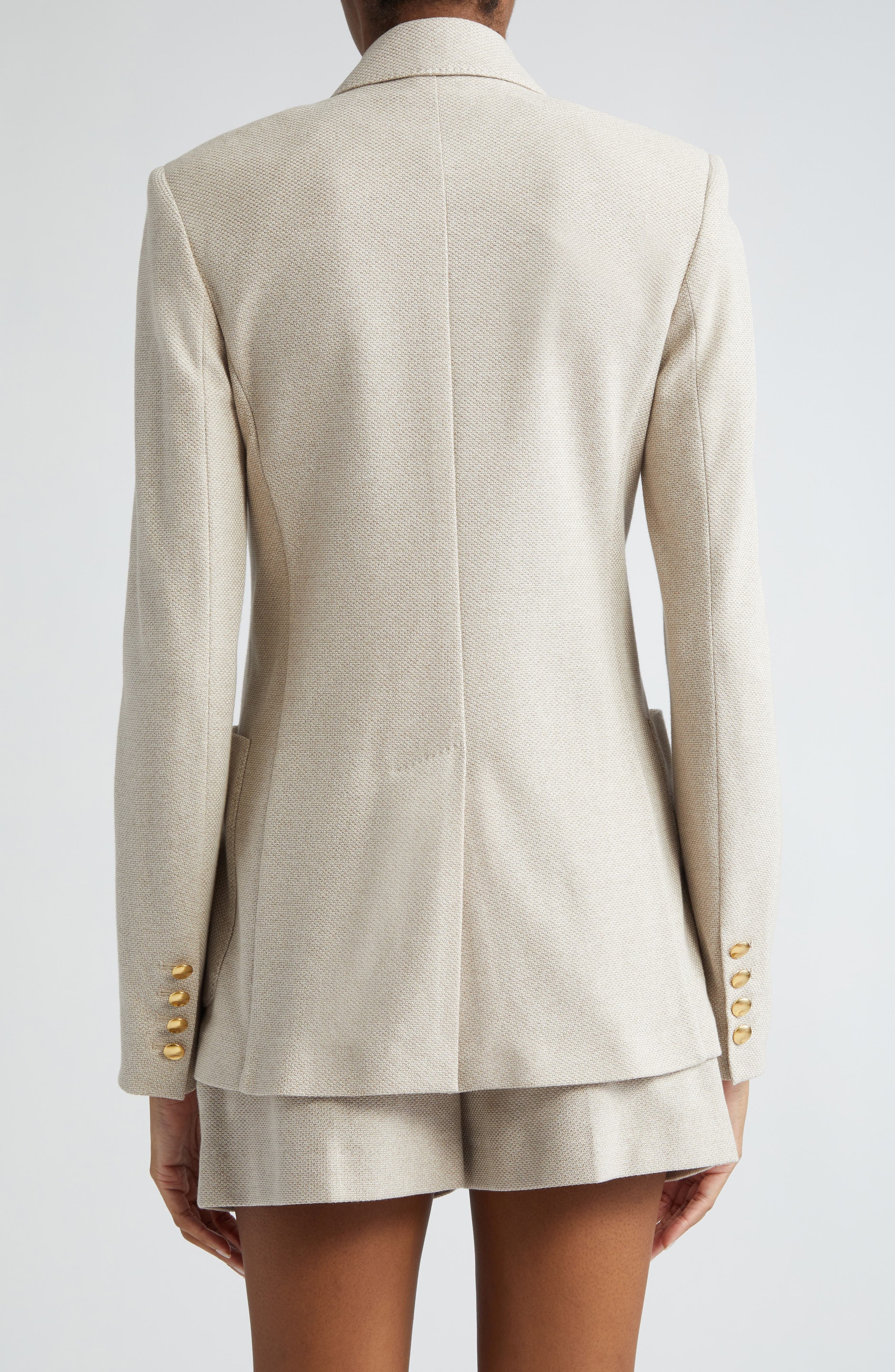 Vanadio Double Breasted Cotton Piqué Knit Blazer - 3