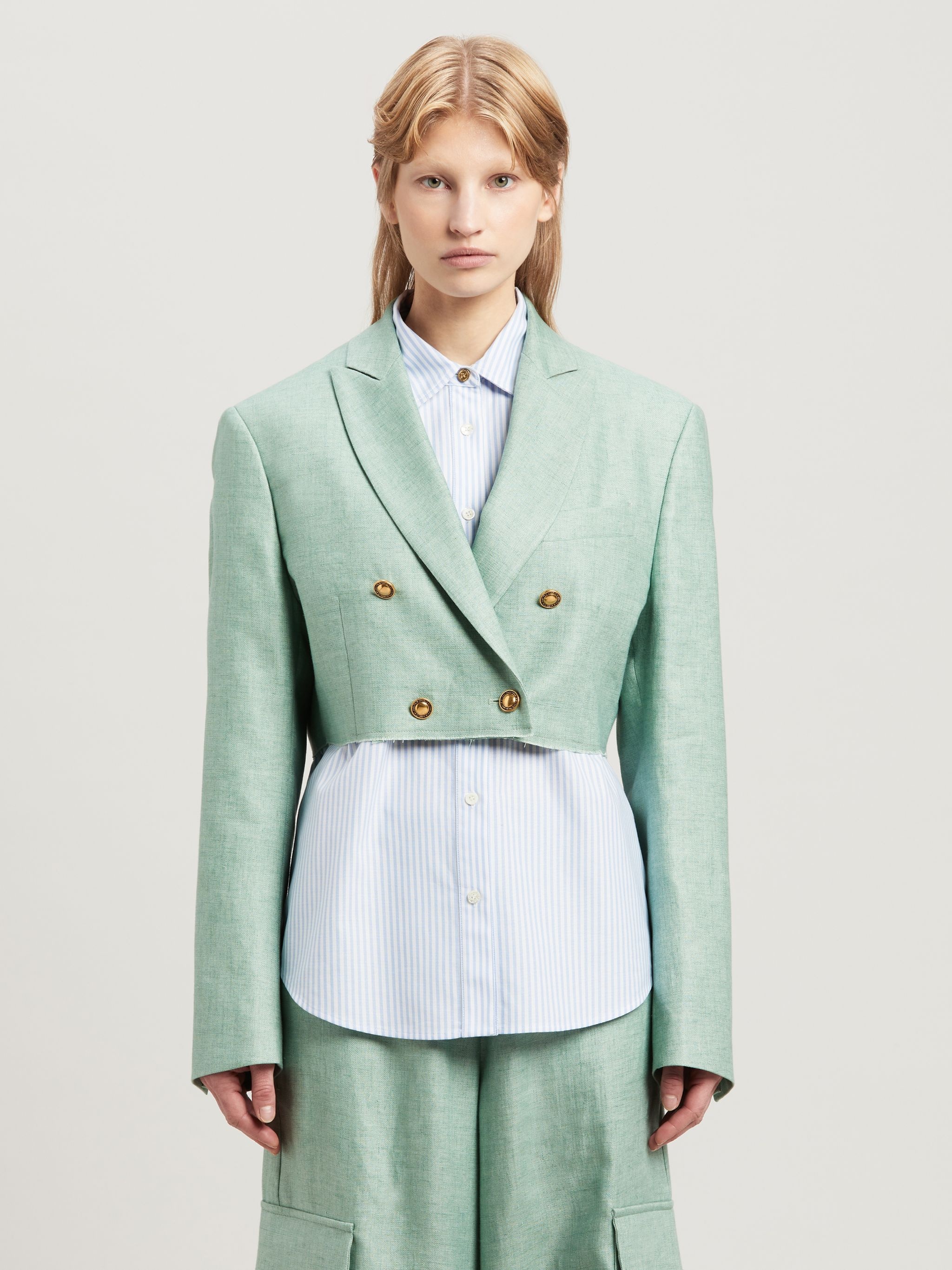 Cropped Linen Blazer - 3