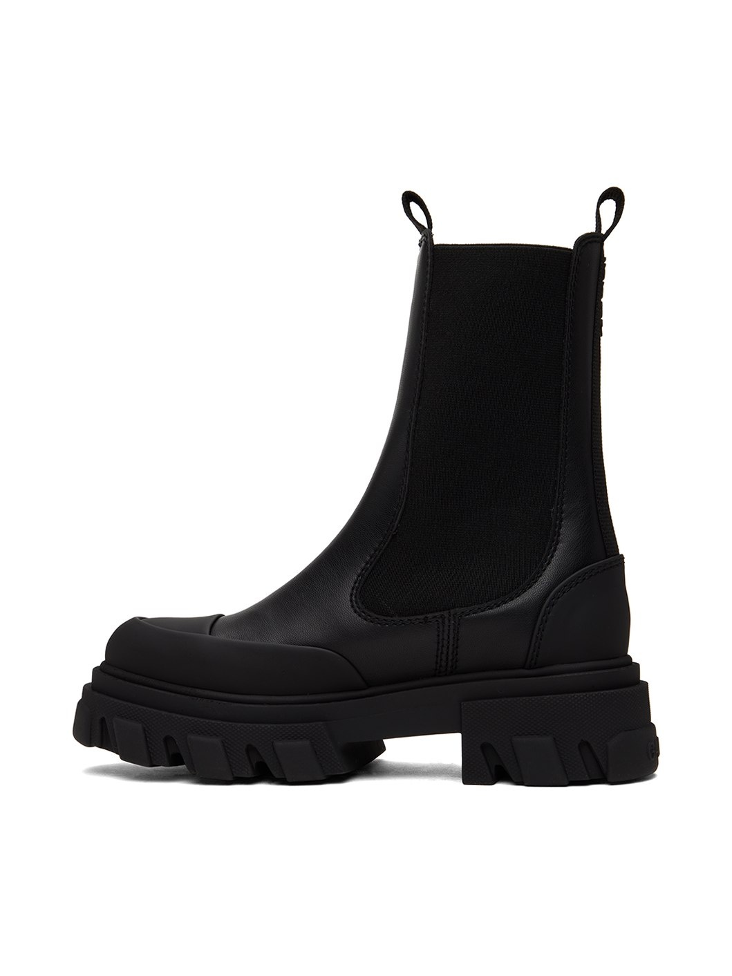 Black Stitch Cleated Mid Chelsea Boots - 3