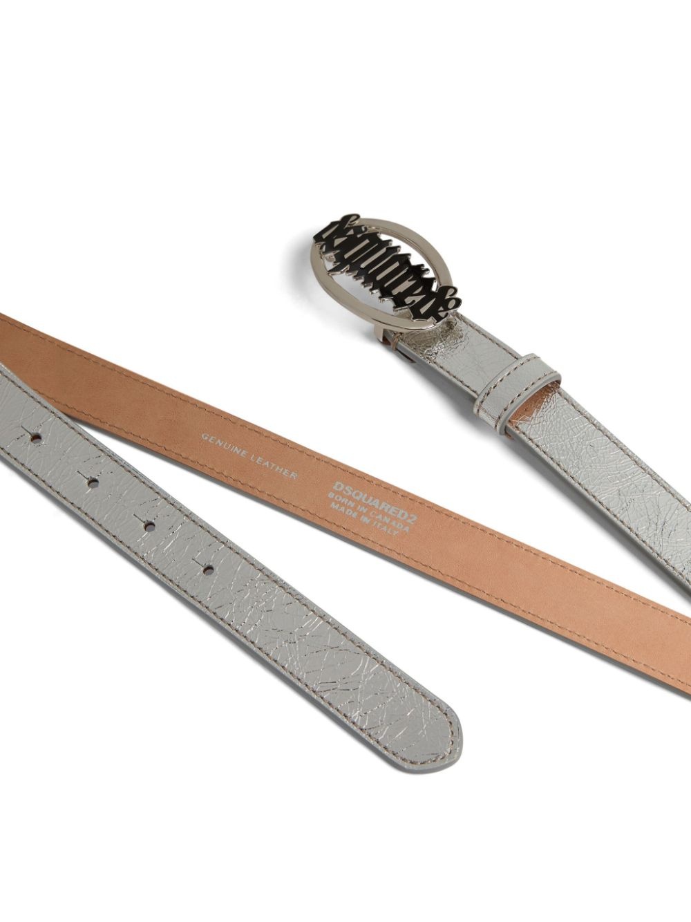 logo-buckle leather belt - 2