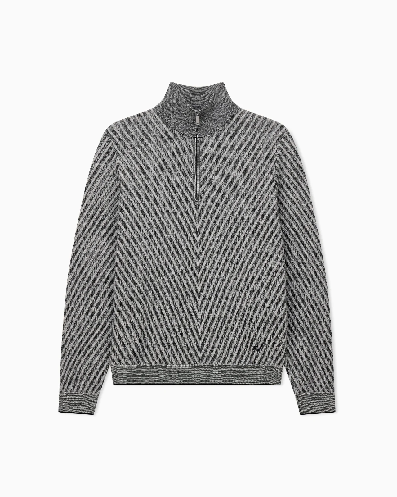 PARTIAL ZIP SWEATER IN PROCESSED VIRGIN WOOL SIGNATURE CAPSULE - 1