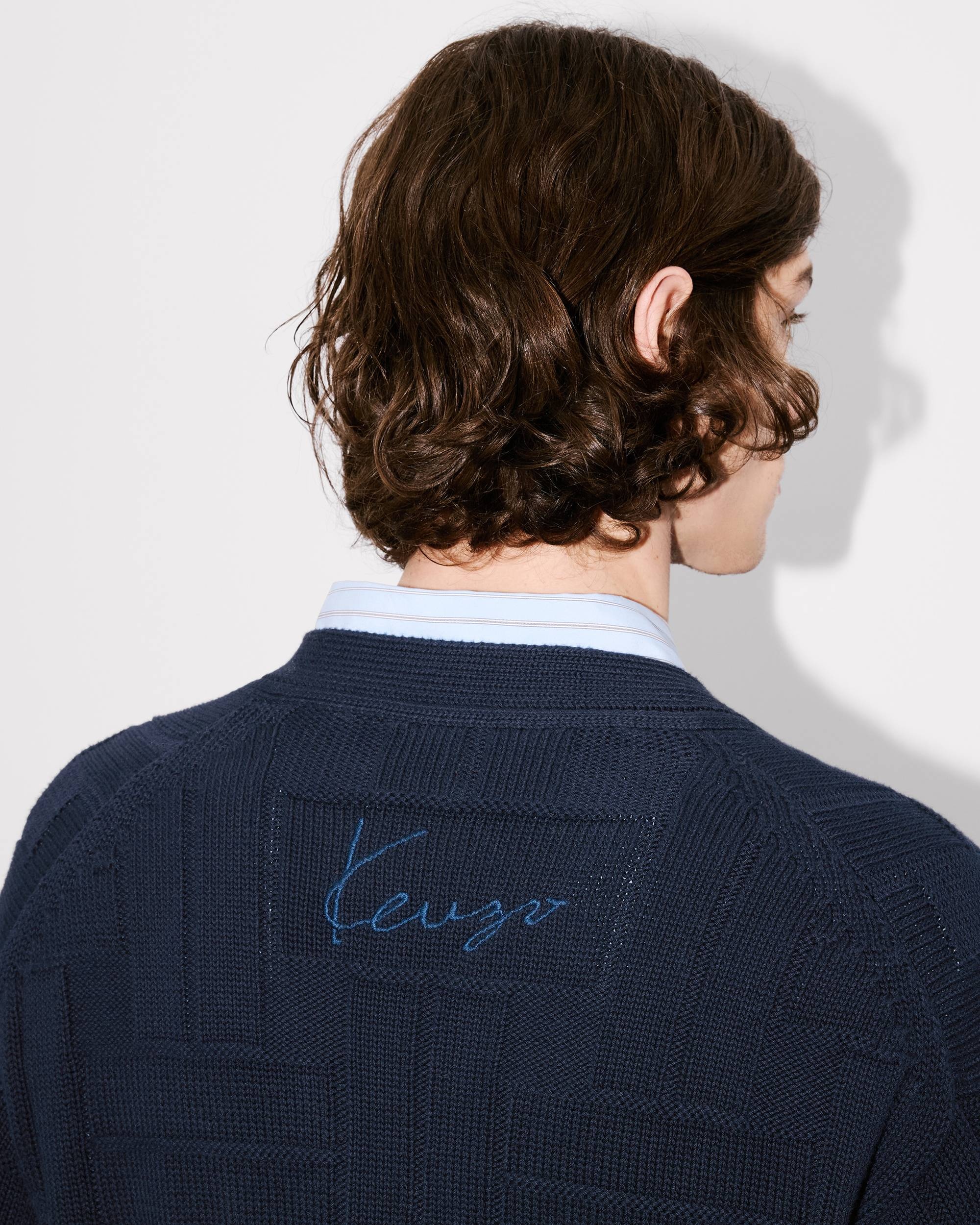 'KENZO Weave' embroidered cardigan in cotton - 7
