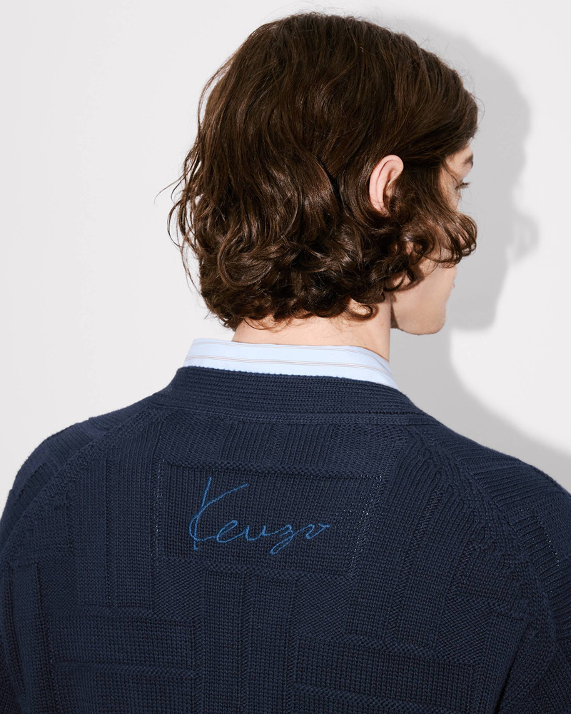 'KENZO Weave' embroidered cardigan in cotton 7