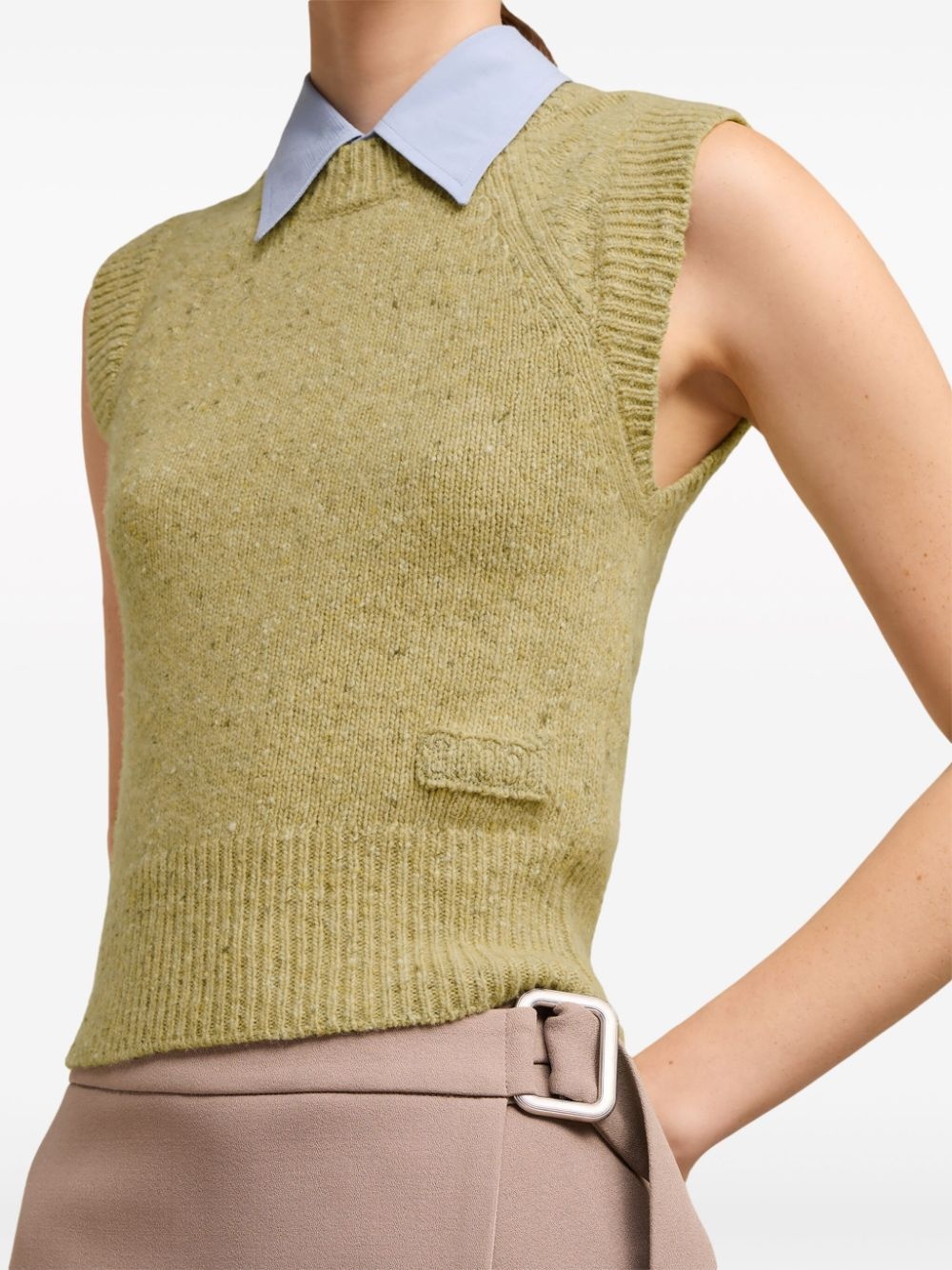speckled-knit virgin wool-blend vest - 5