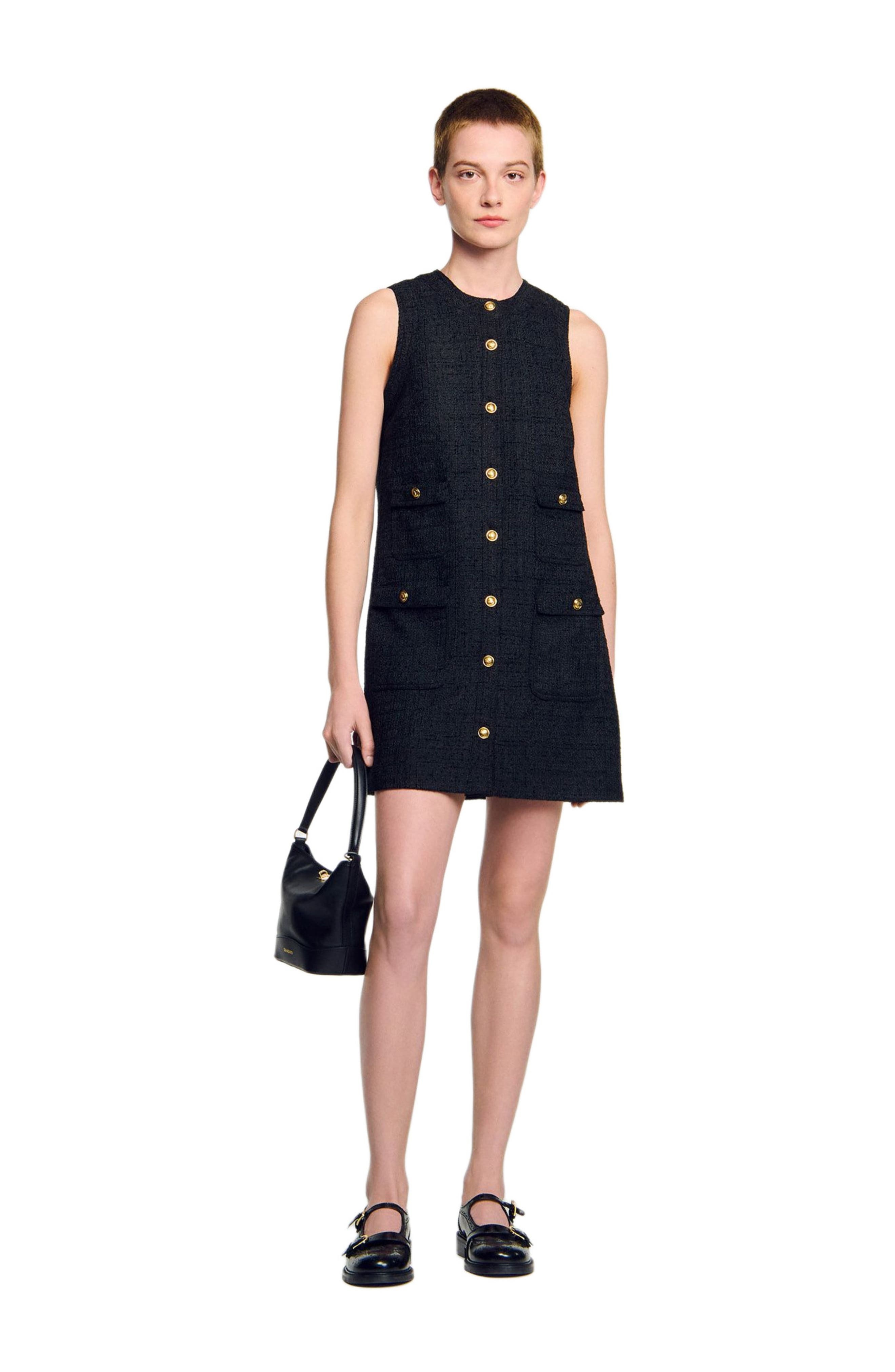 SANDRO Short tweed dress in Black at Nordstrom - 3