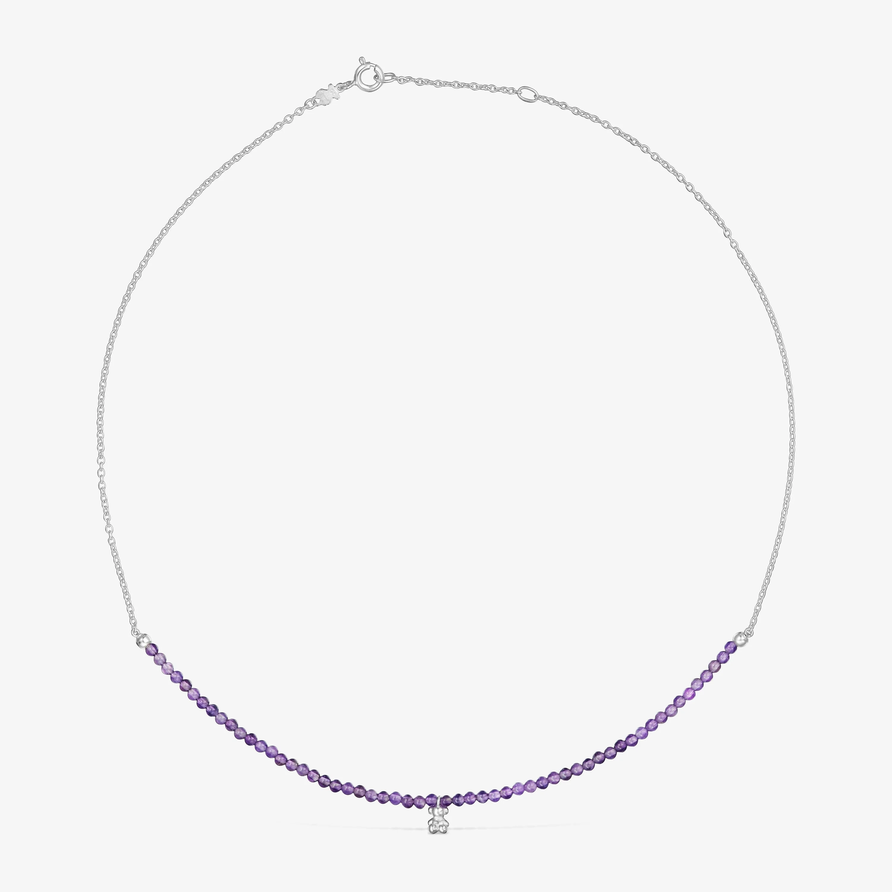 Silver and amethyst Necklace Bold Bear - 1