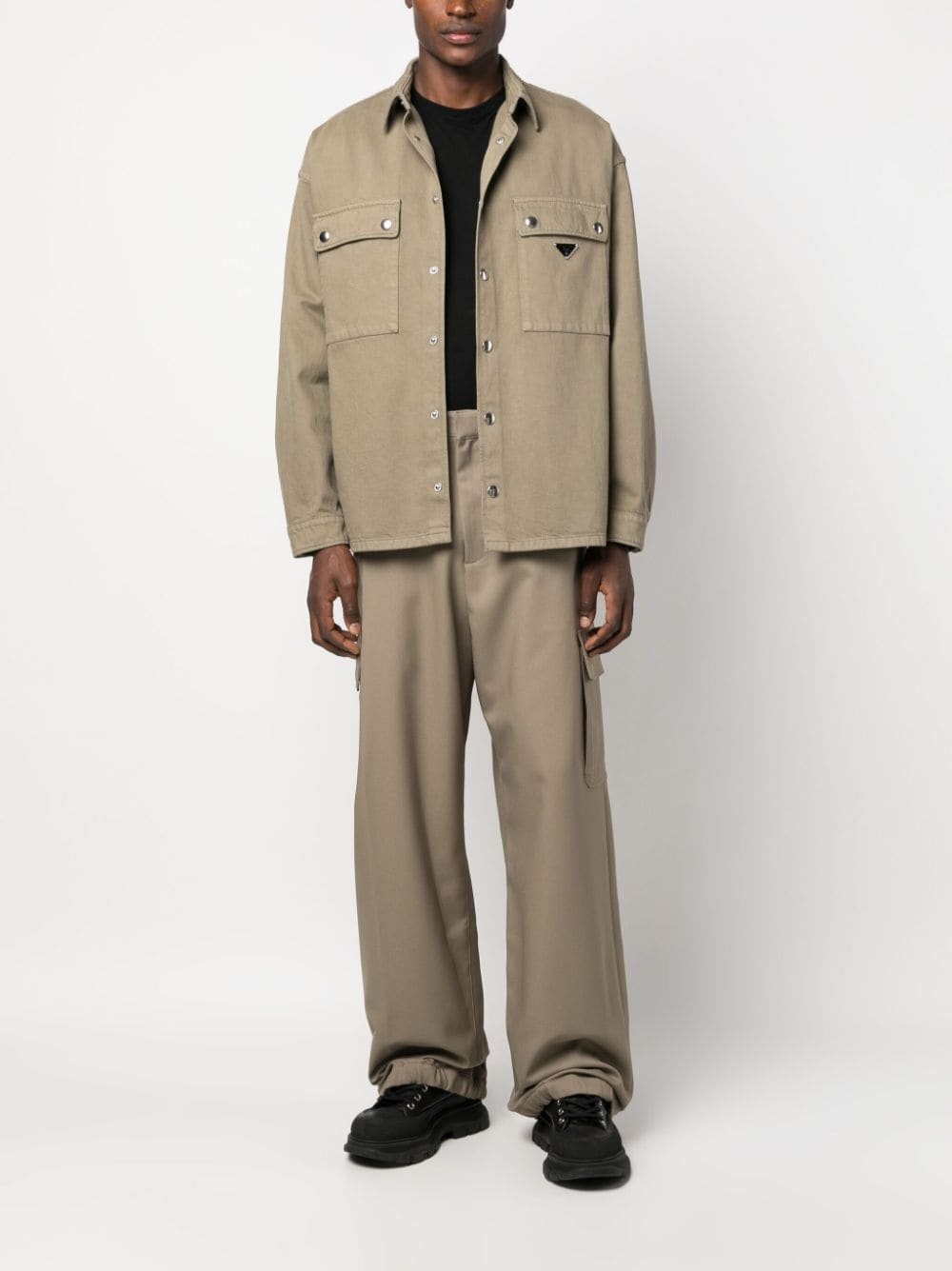 Ow Emb Drill wide-leg cargo trousers - 2
