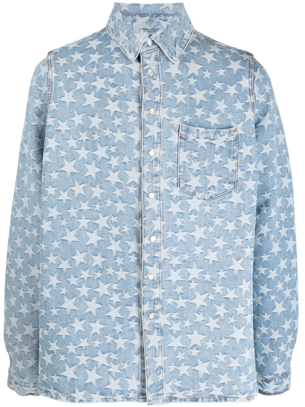 star-pattern cotton denim shirt - 1