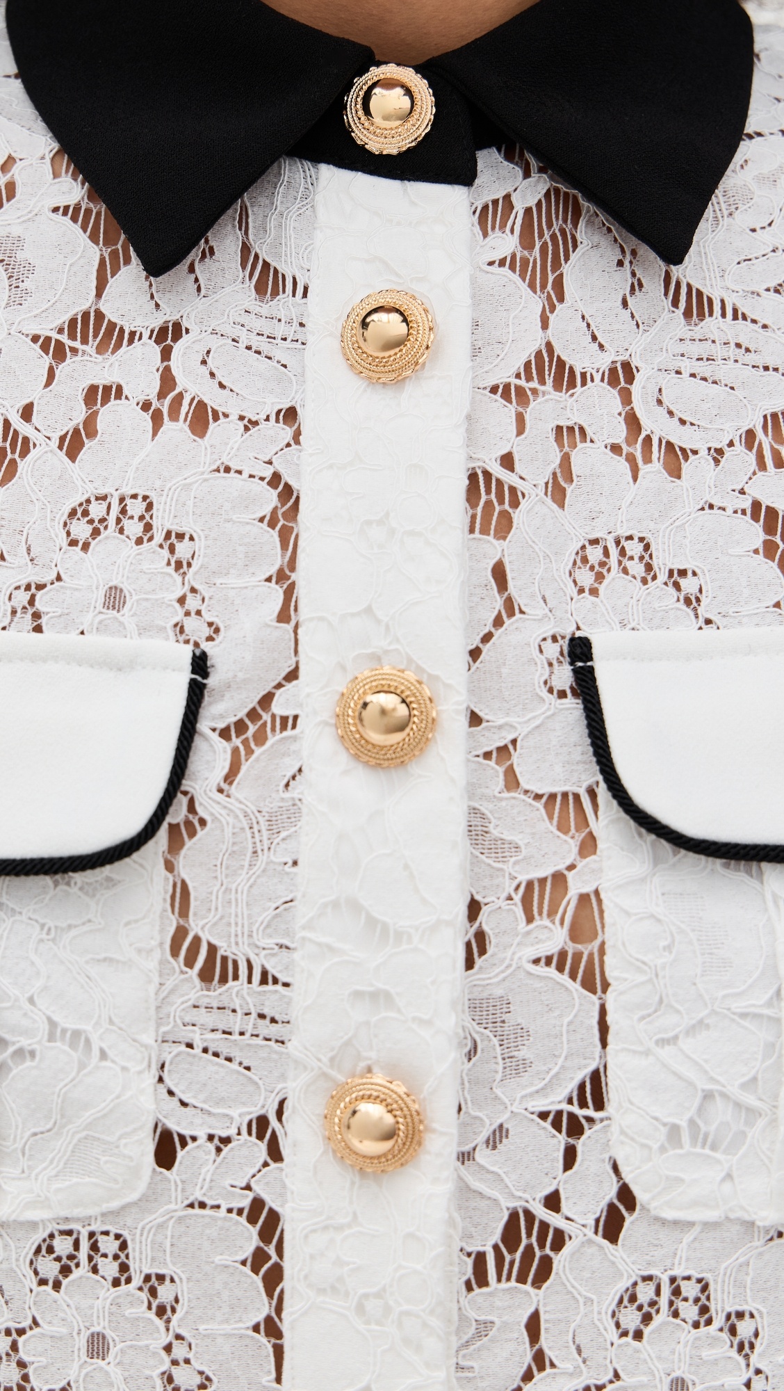 White Lace Contrast Collar Top - 5