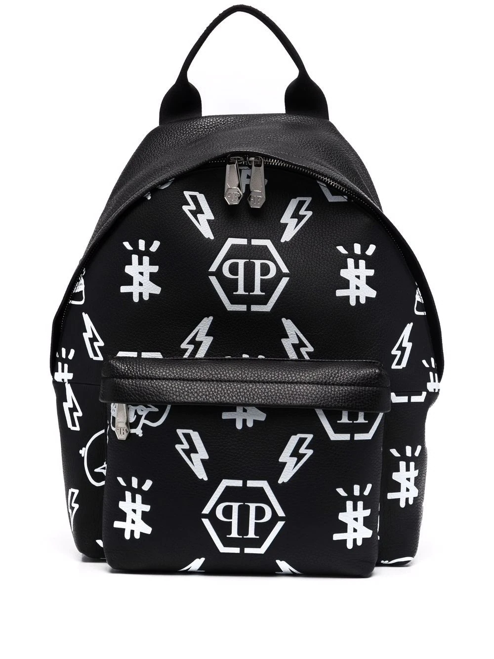 monogram-print leather backpack - 1