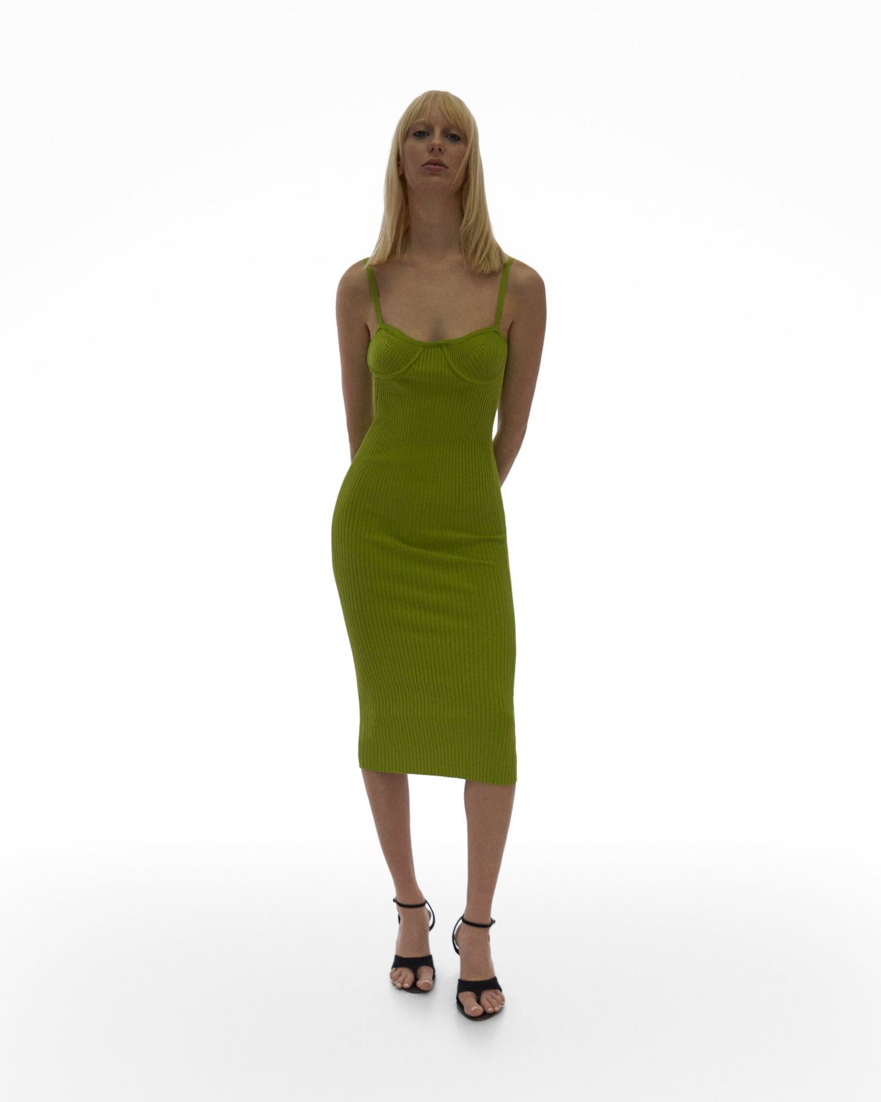 RIB EYELET BRA DRESS - 2