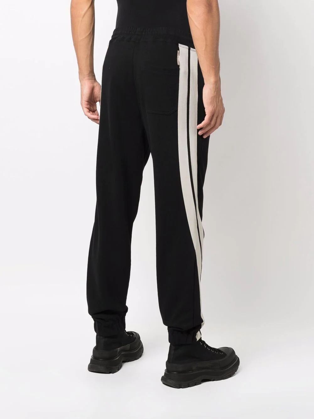 side-stripe cotton track pants - 4