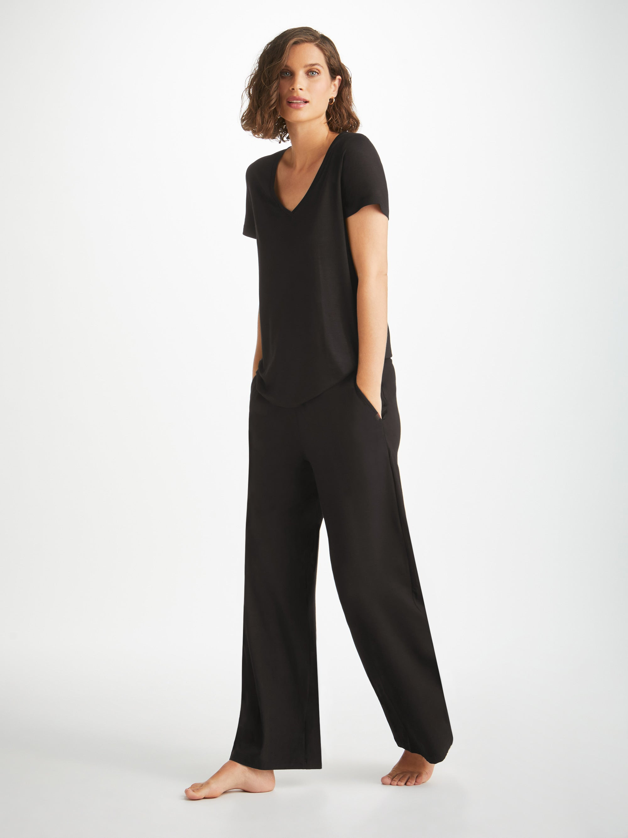 Women's Lounge Trousers Basel Micro Modal Stretch Black - 7