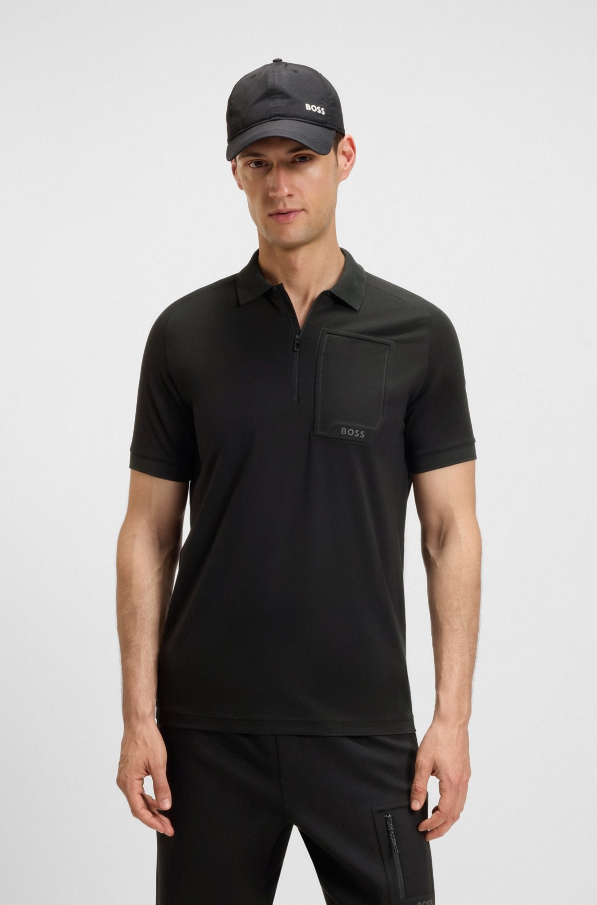 ZIP-NECK POLO SHIRT IN MOISTURE-WICKING STRETCH COTTON - 2