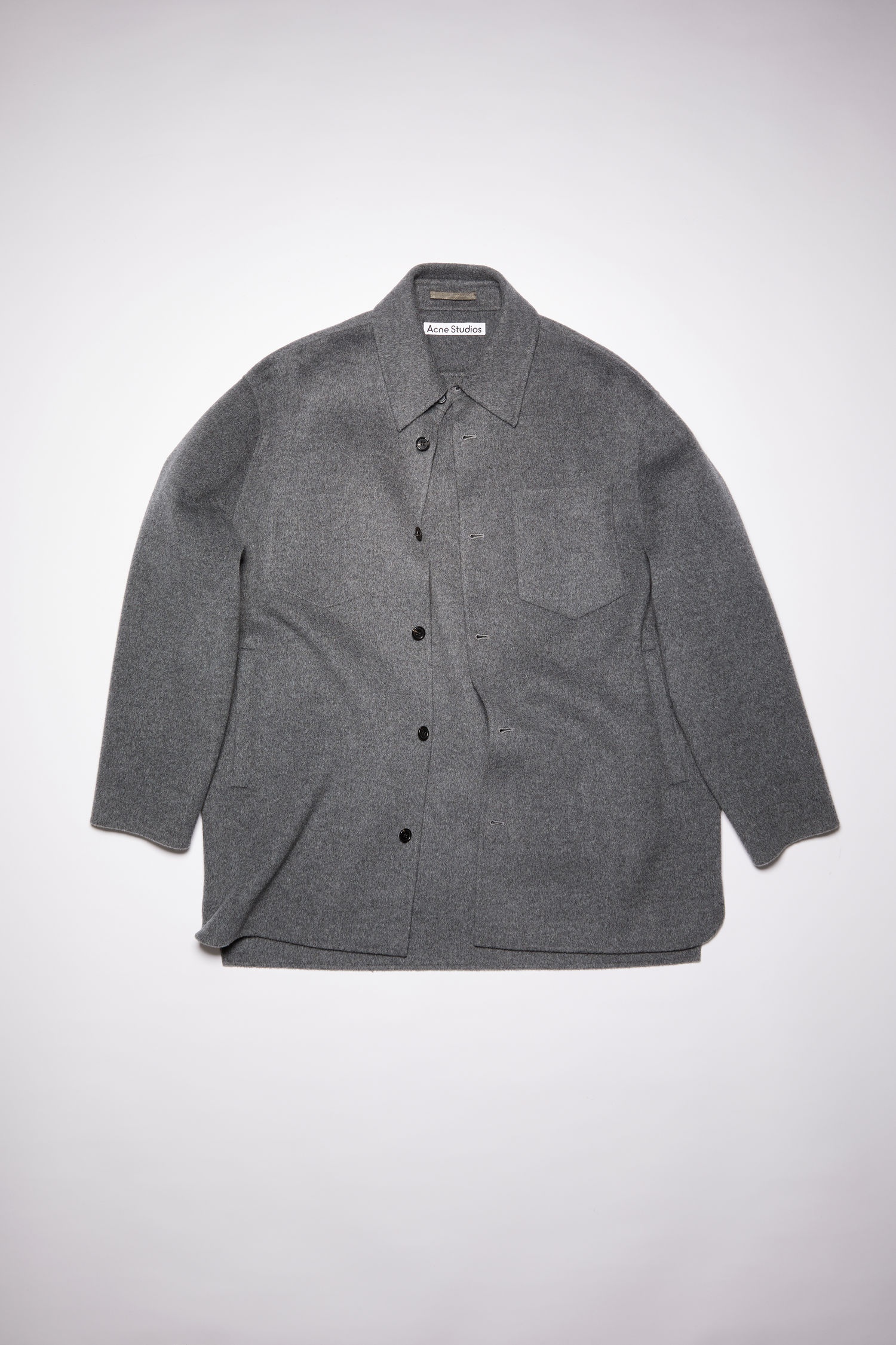 Double face shirt jacket - Grey Melange - 1