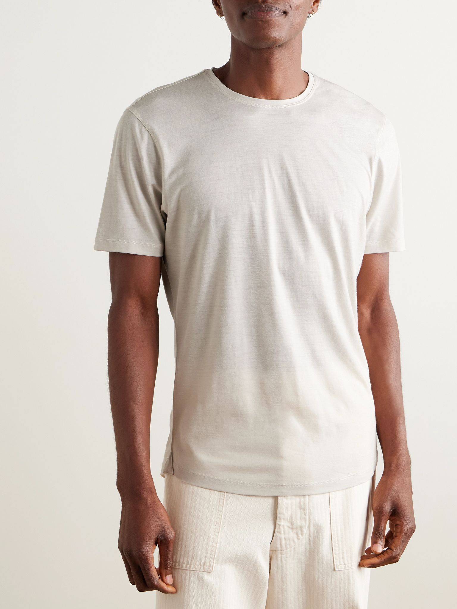 OB-T Slim-Fit Merino Wool-Jersey T-Shirt Beige - 3