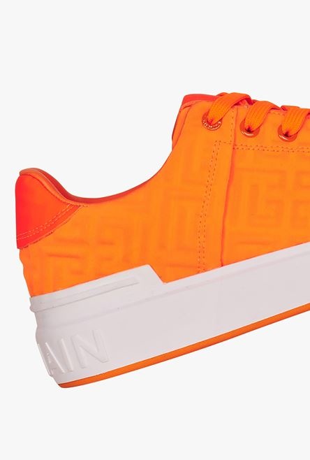 Neon orange embossed monogram neoprene B-Court sneakers - 7