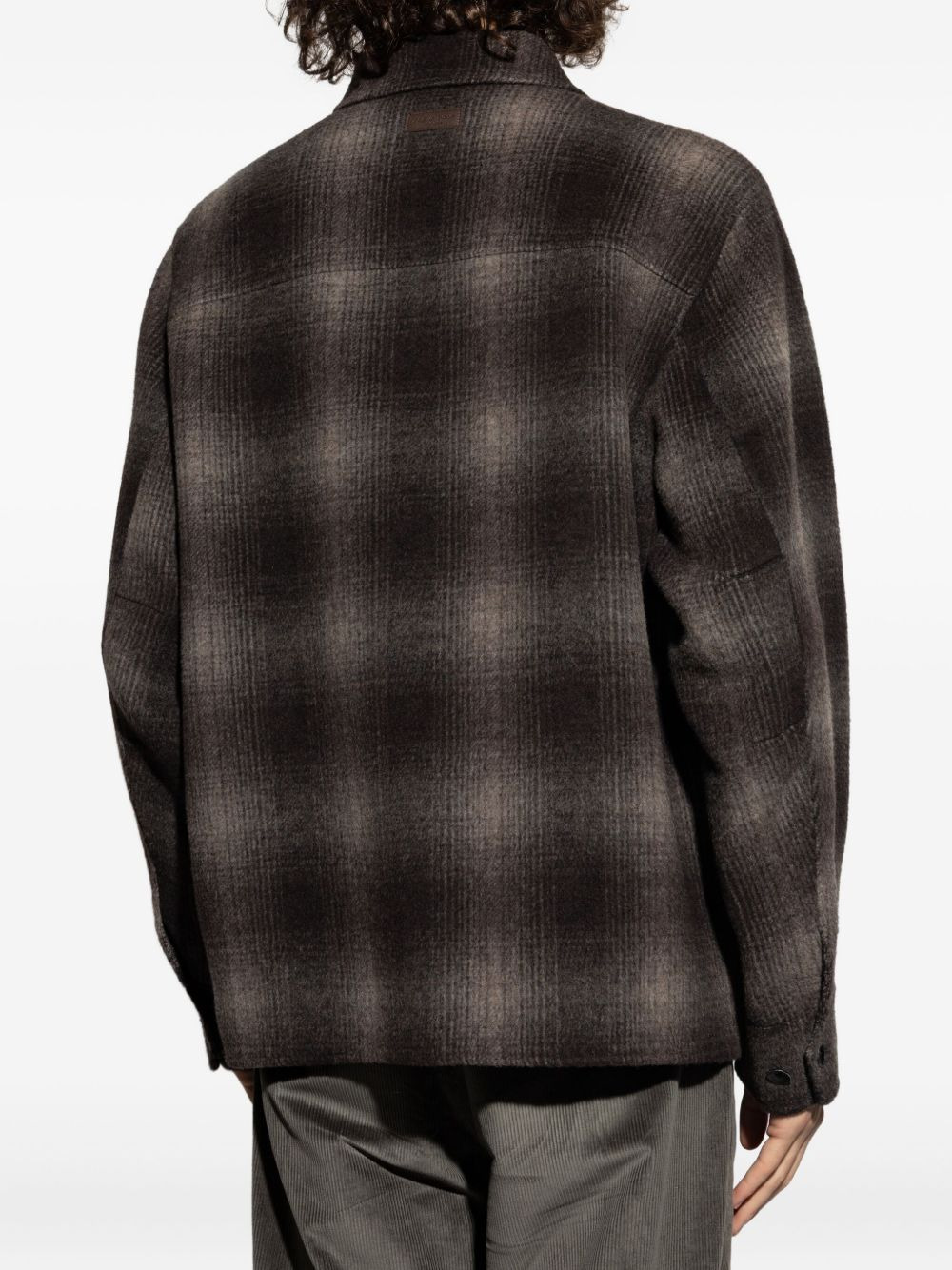 plaid chest-pocket overshirt - 4