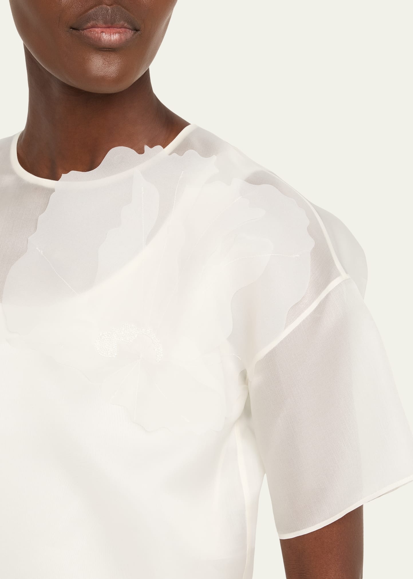 3D Anemone Silk Organza Blouse - 5
