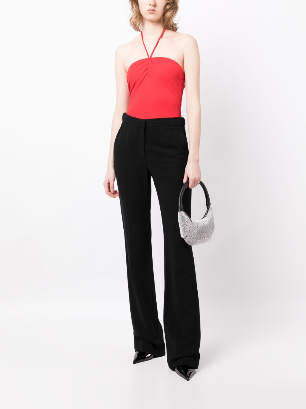 halterneck ruched jersey bodysuit - 2