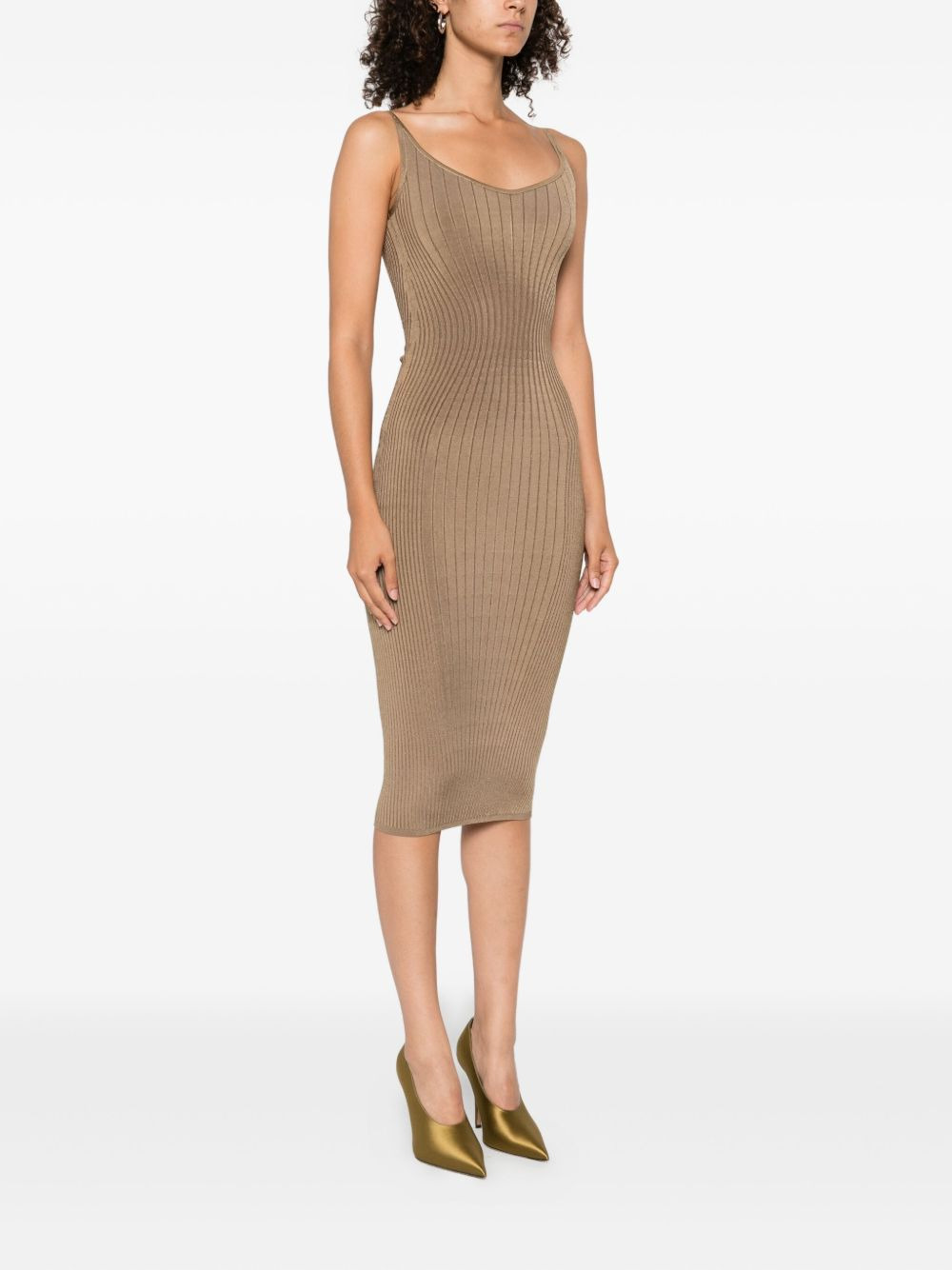 ribbed spaghetti-strap dress - 3