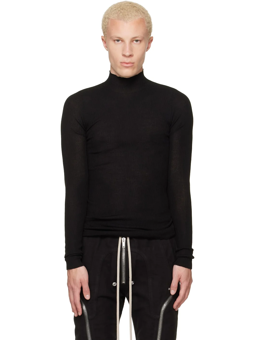Black Tower Ribbed Lupetto Sweater - 1
