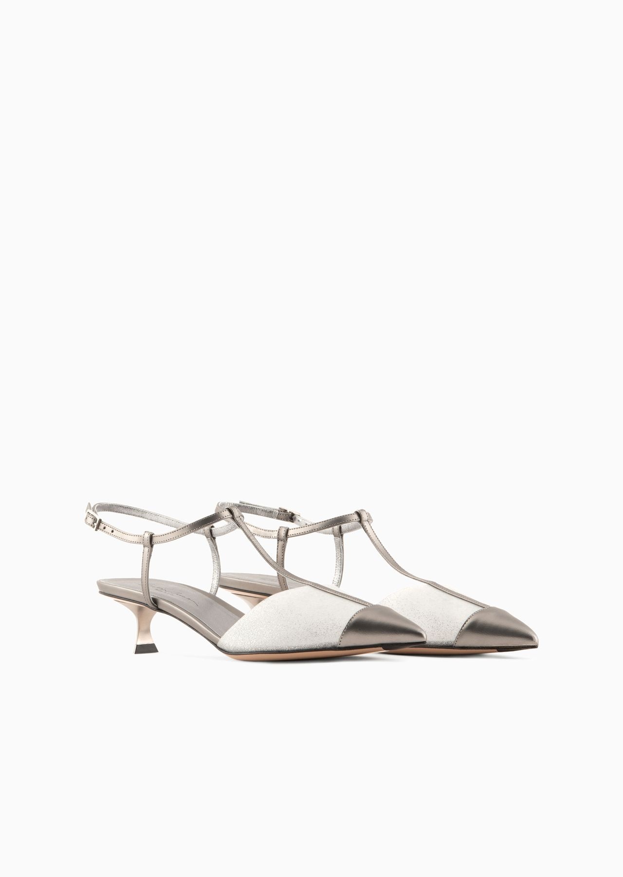 Lamé-leather and rubber slingbacks - 2