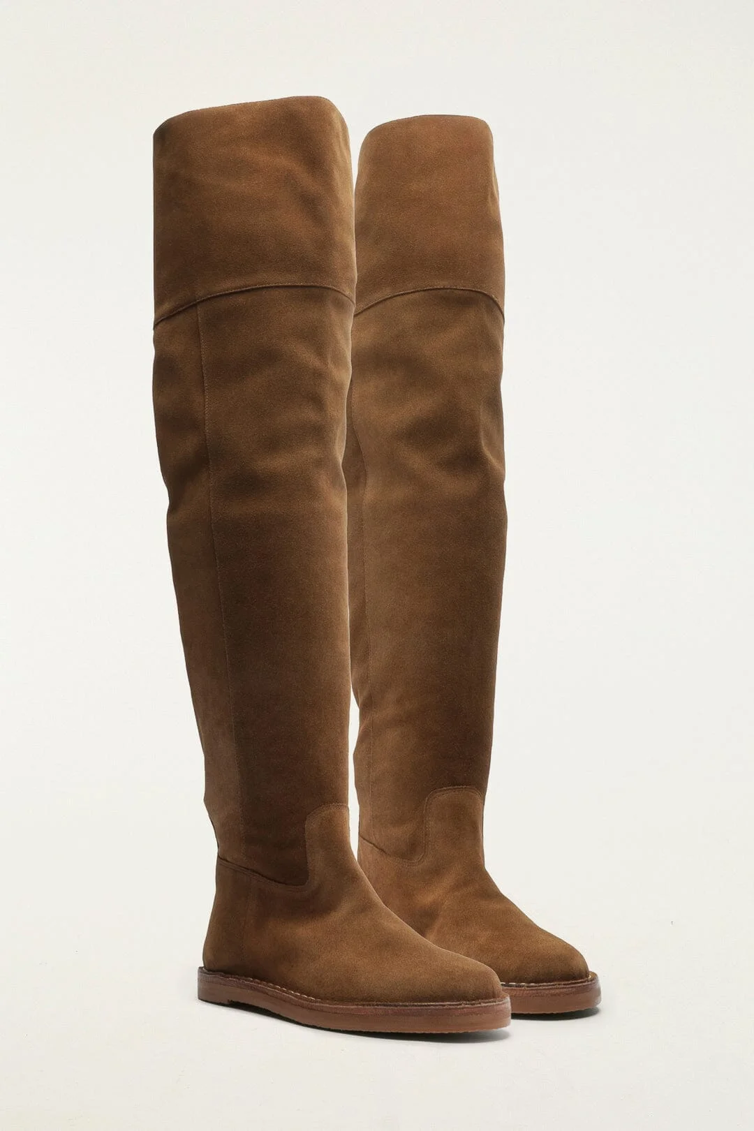 Brown Over The Knee Flat Boot - 1