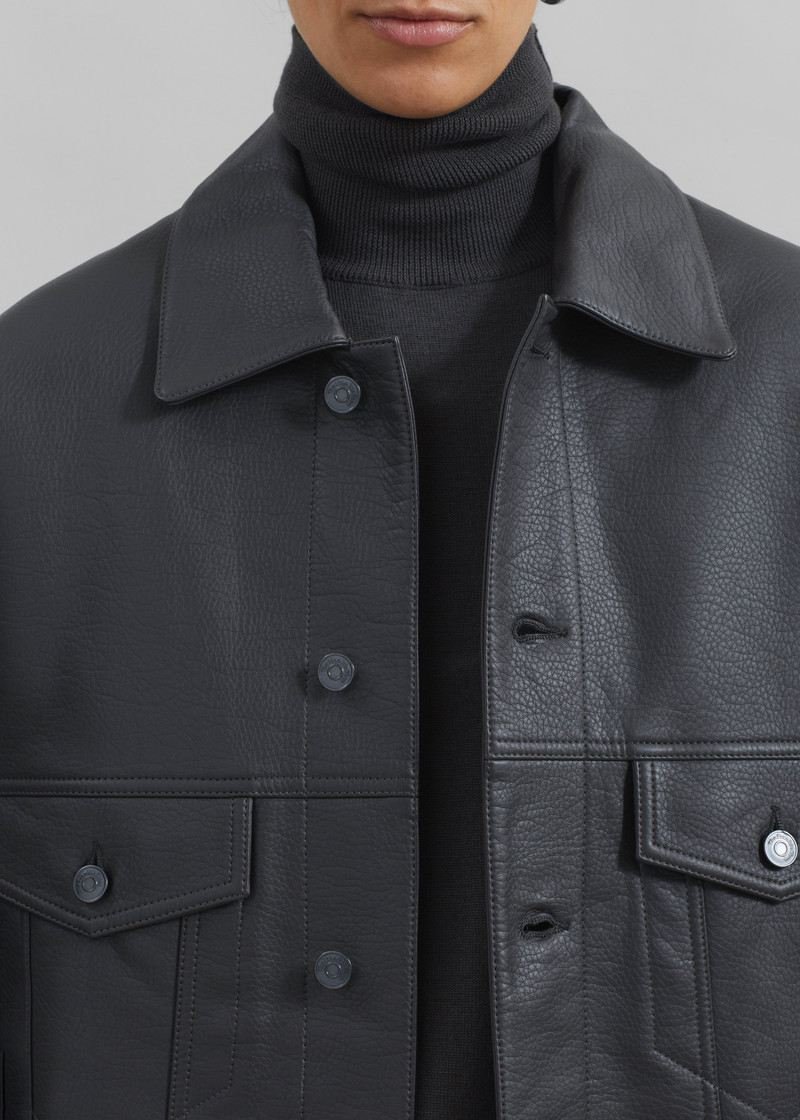Conan Faux Leather Jacket - Dark Grey 3