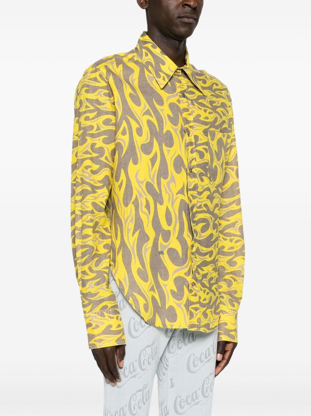 flame-print canvas shirt - 3