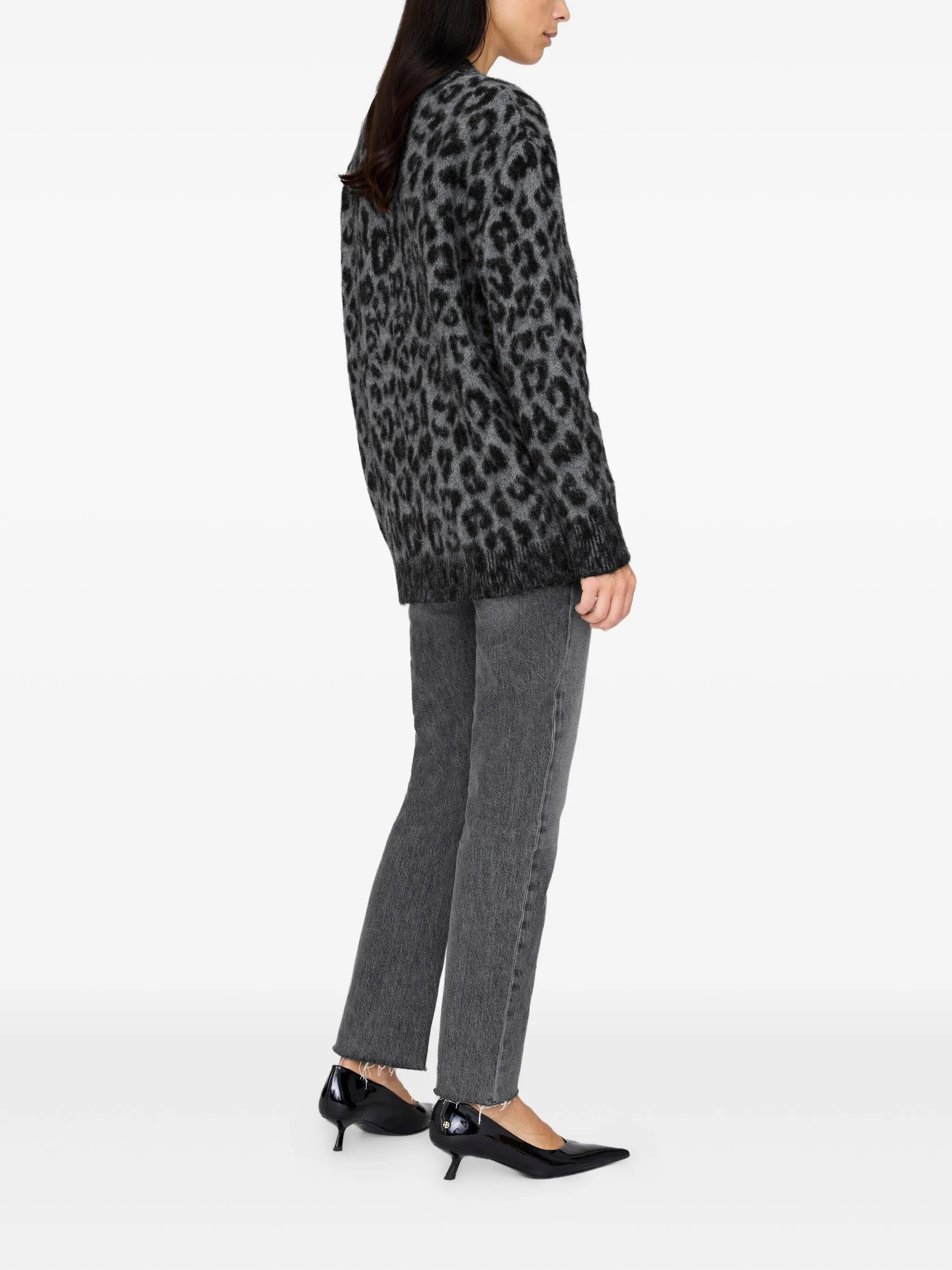 Anine Bing BANKS CARDIGAN - GREY LEOPARD - 3