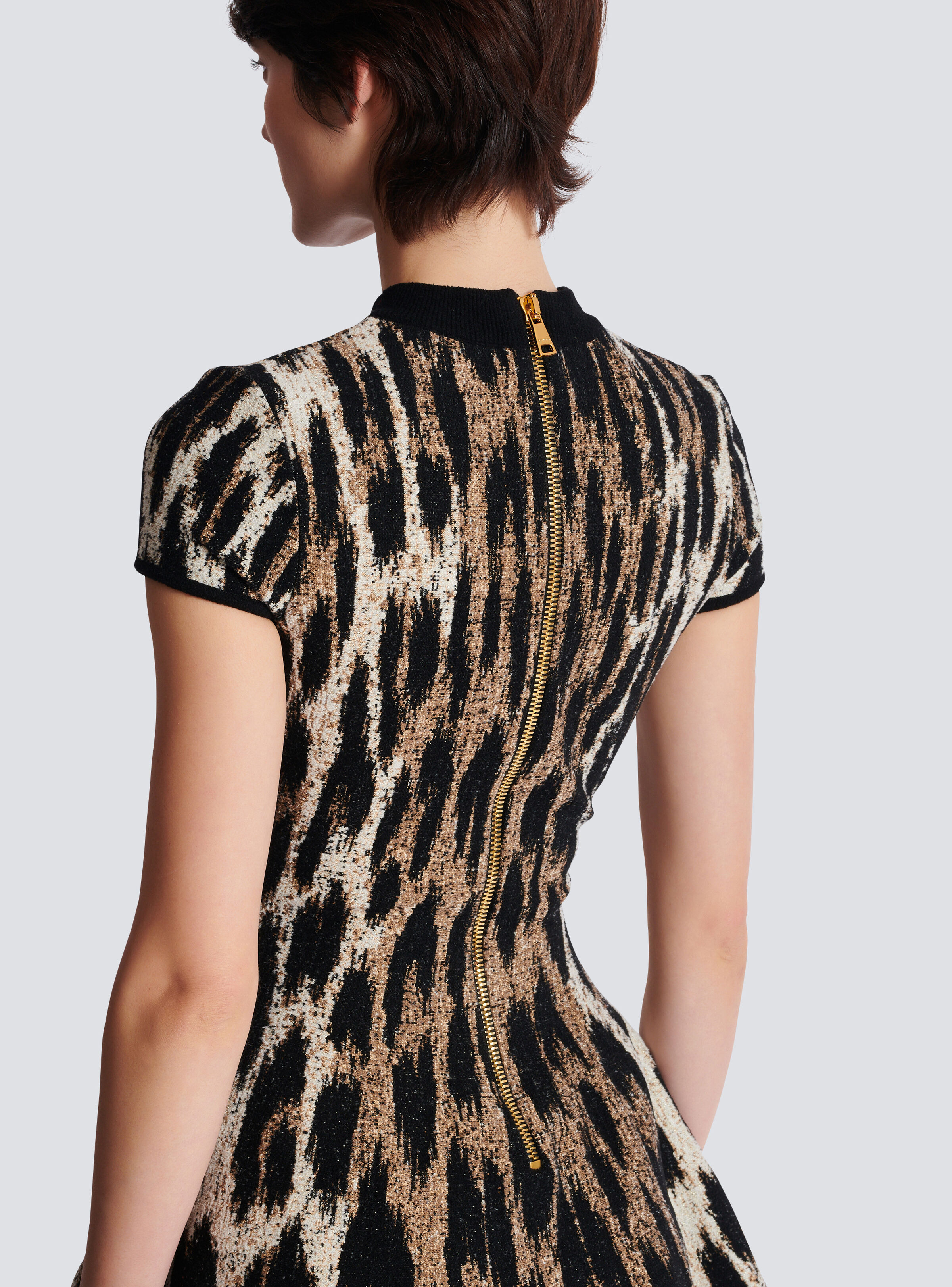 A-line leopard print jacquard dress - 6