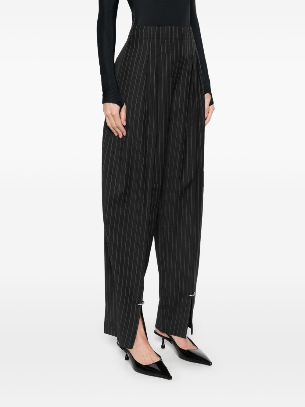 pinstripe pierced trousers - 3