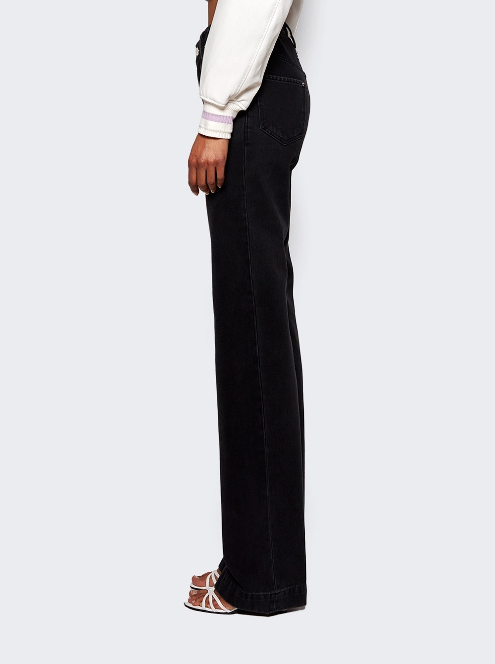Speckled Foil Print Straight Leg Jeans Black And Silver - 3