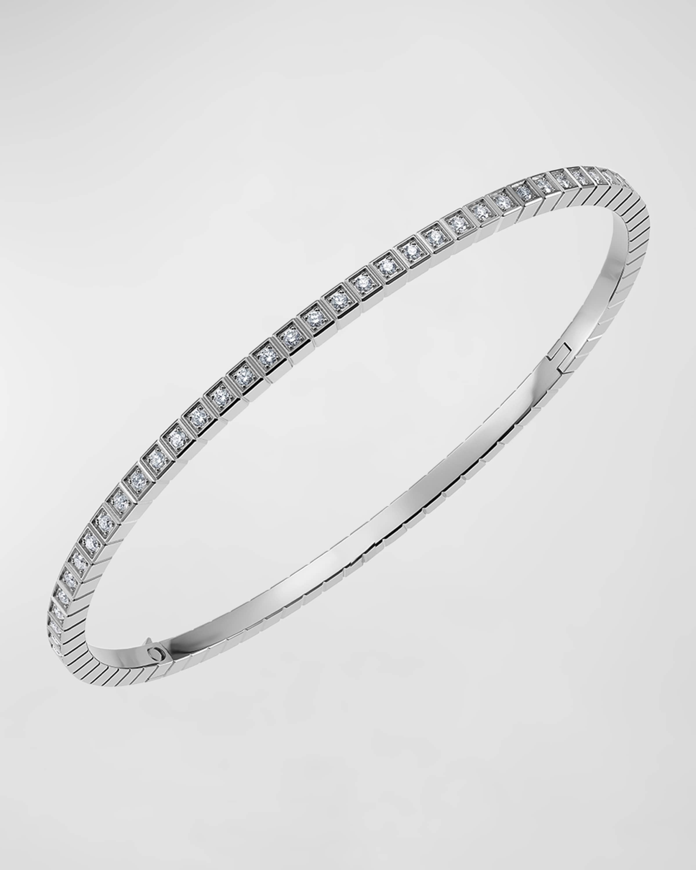 Ice Cube 18K White Gold Full Diamond Bracelet, Size Small - 1