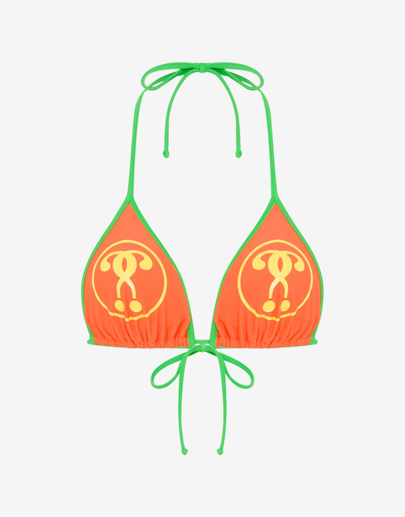 DOUBLE QUESTION MARK COLOUR BLOCK BIKINI TOP 1