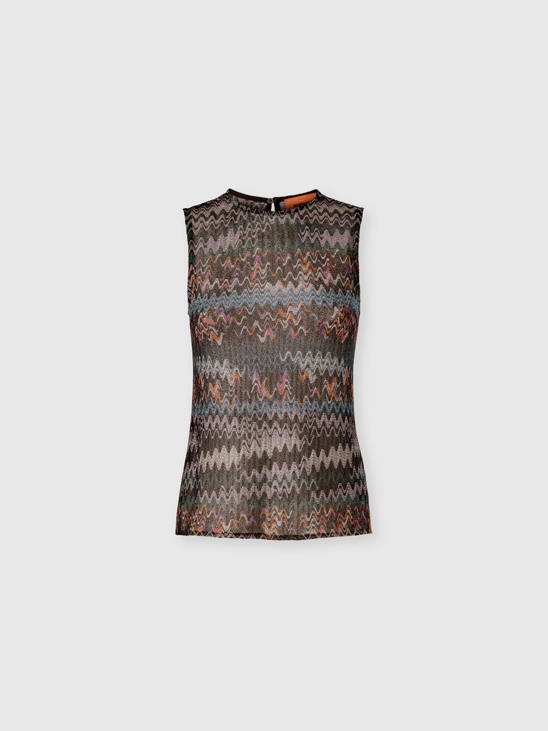 Sleeveless top in lamé viscose 1