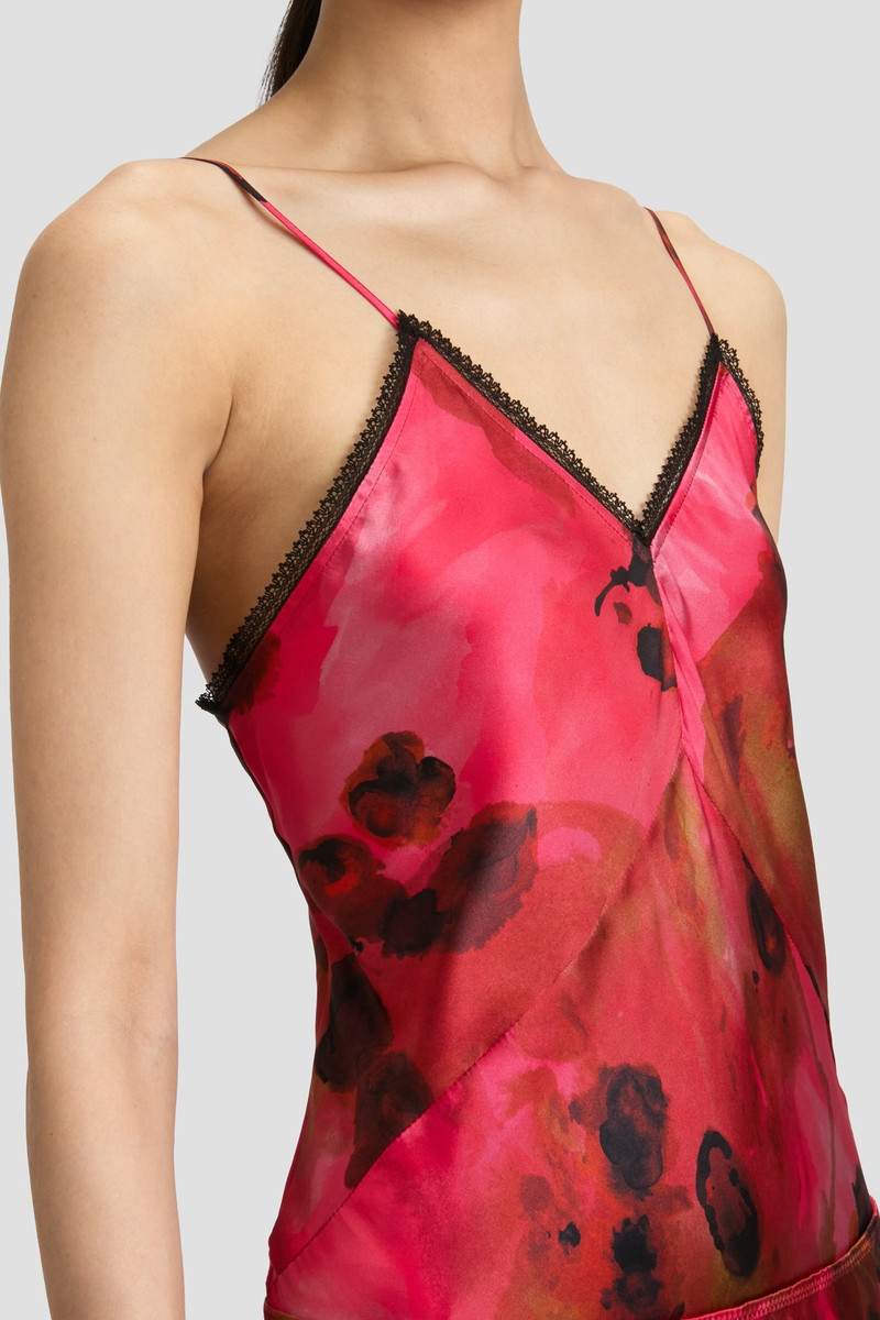 Lace Detail Cami Top In Raspberry Floral Print 3