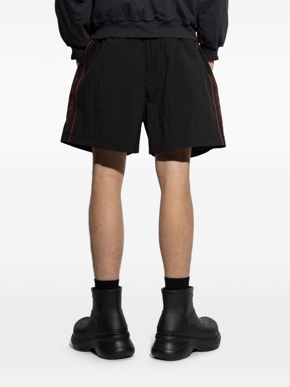 embroidered track shorts - 4