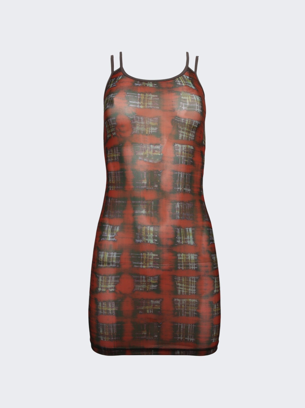 Multi Strap Sport Dress with Logo Acid Plaid Ginger Red - 1