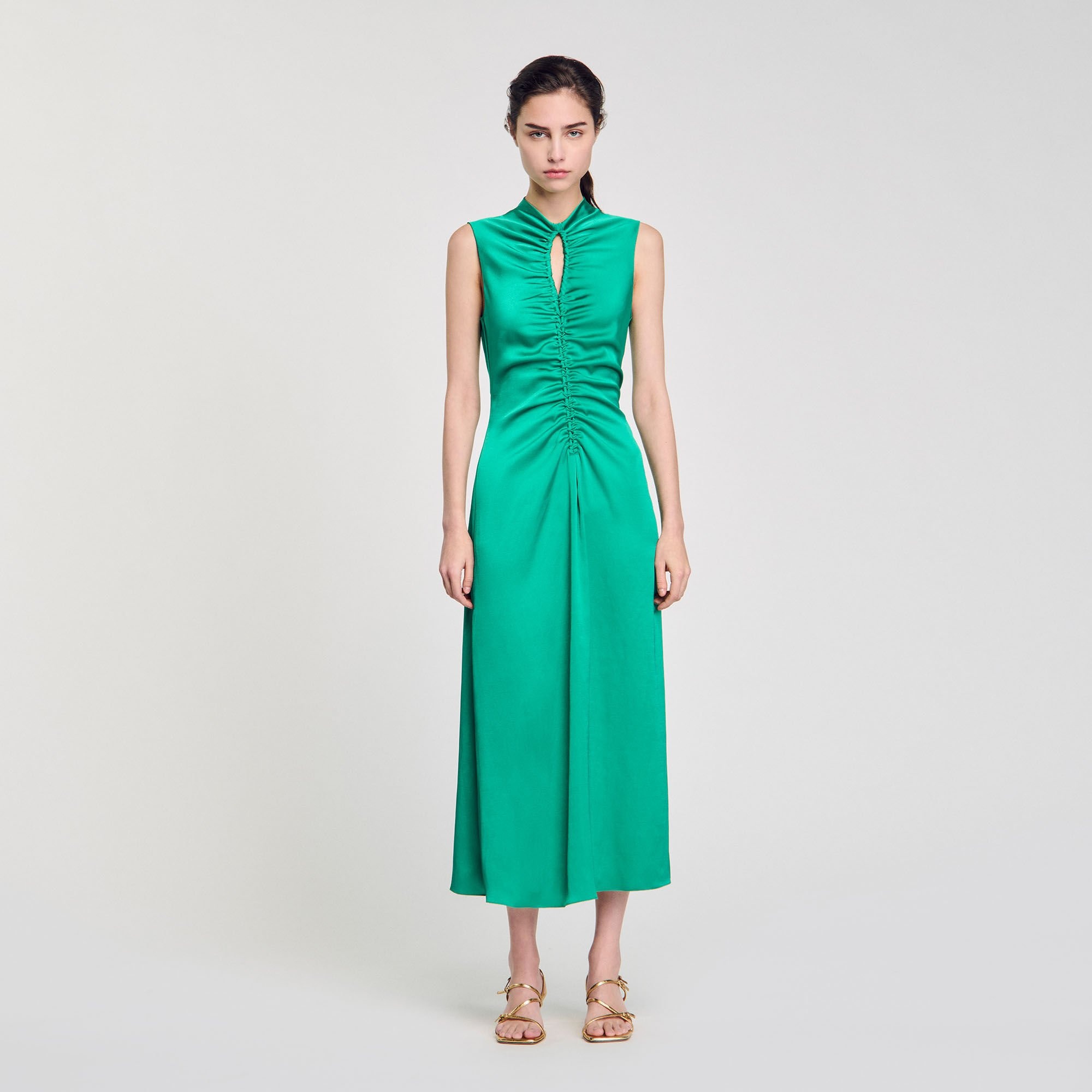 DRAPED SATIN-EFFECT DRESS - 2