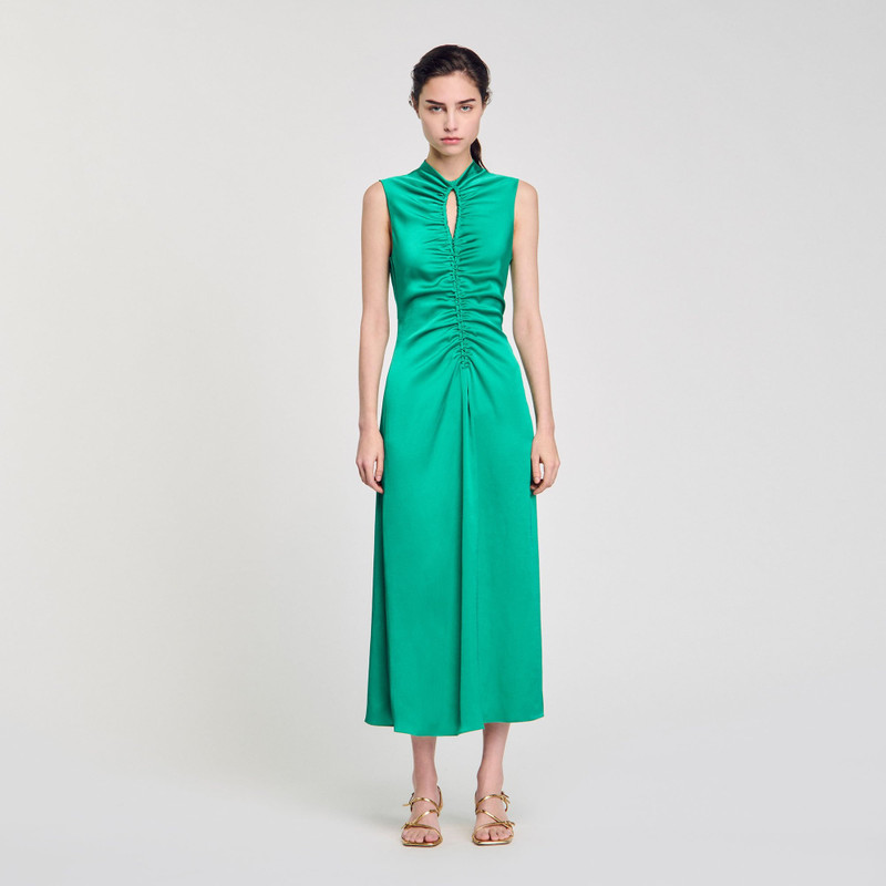 Sandro DRAPED SATIN-EFFECT DRESS outlook