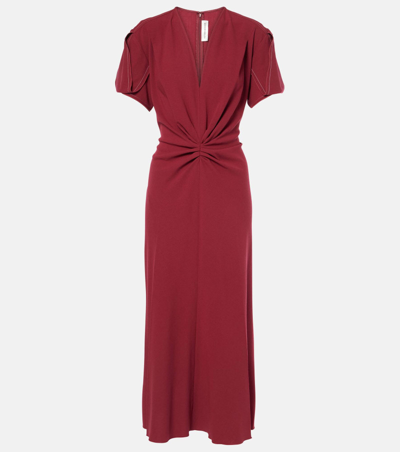gathered V-neck midi dress 1
