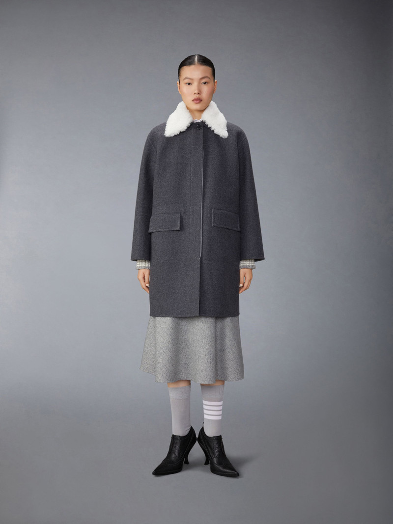 Thom Browne Double Face Melton Solid Detachable Shearing Collar Bal Collar Raincoat outlook