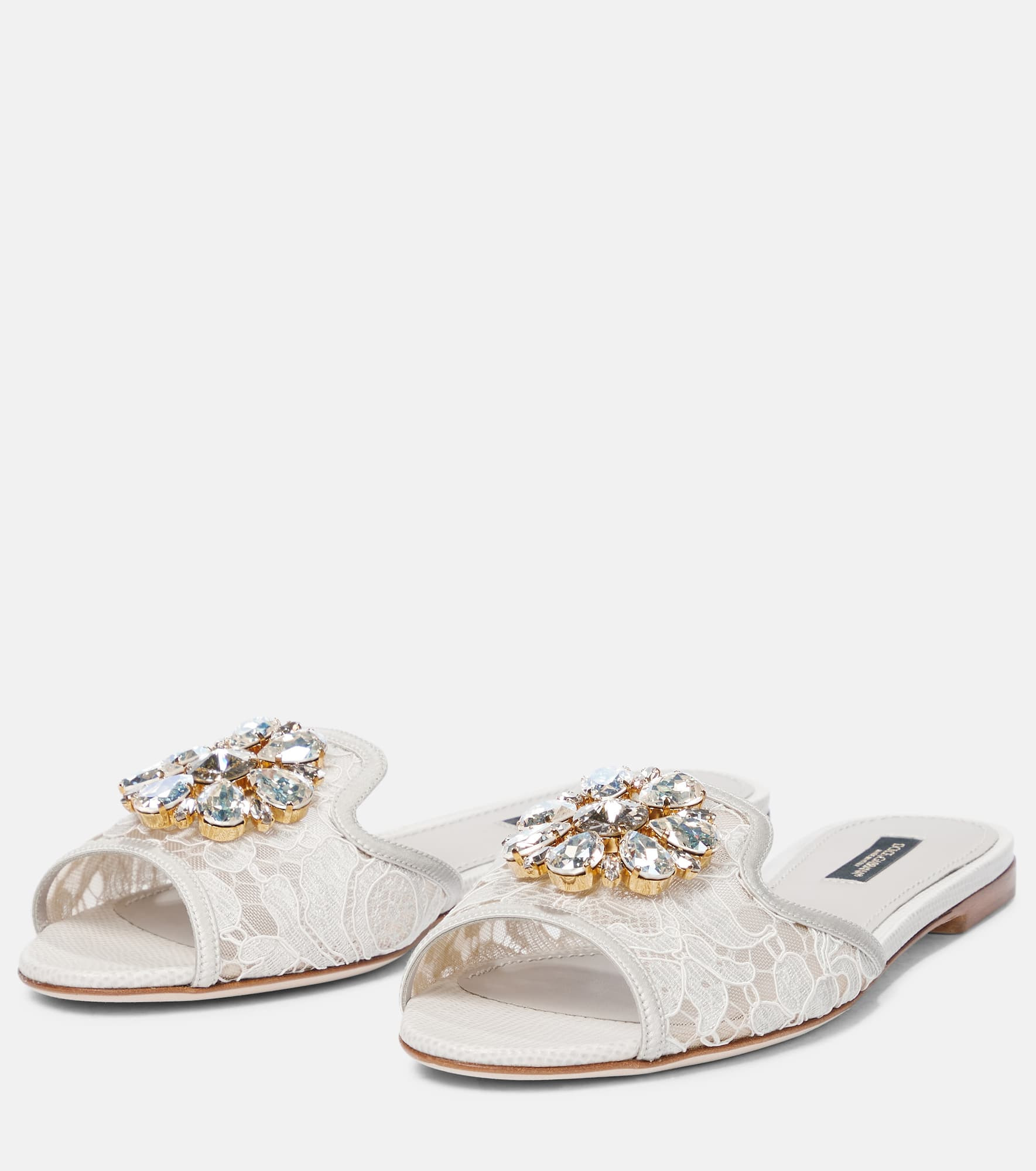 Bianca embellished lace sandals - 4