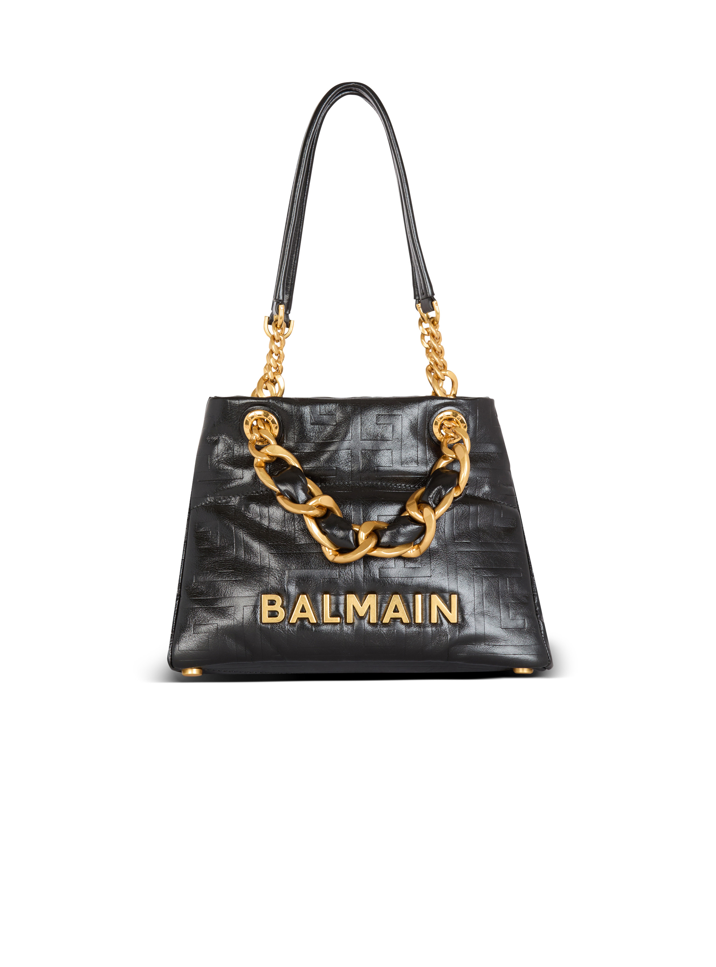 Small 1945 Soft tote bag in embossed crackled calfskin with a PB Labyrinth monogram - 5