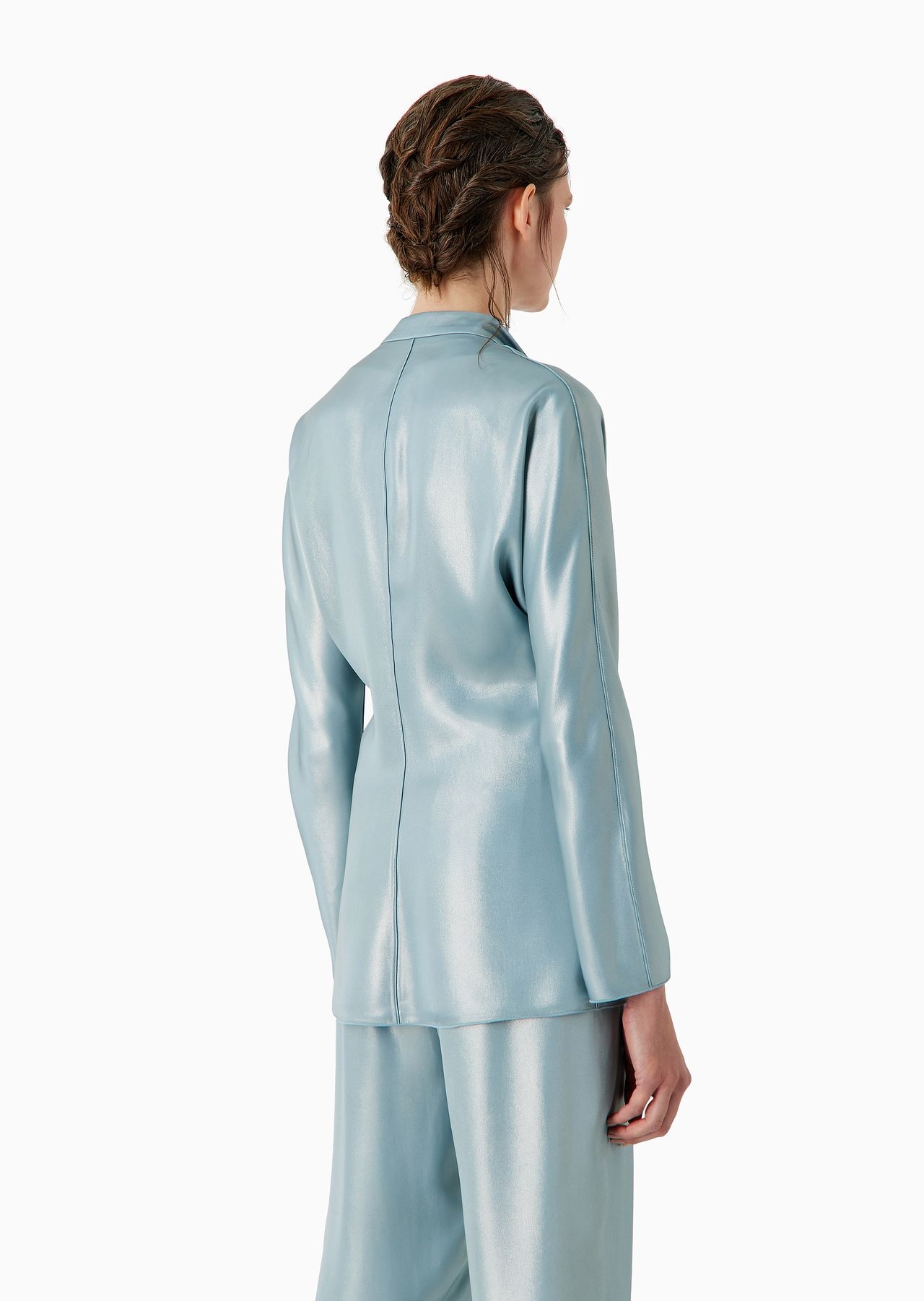 Double-breasted jacket in laminated viscose satin - 3